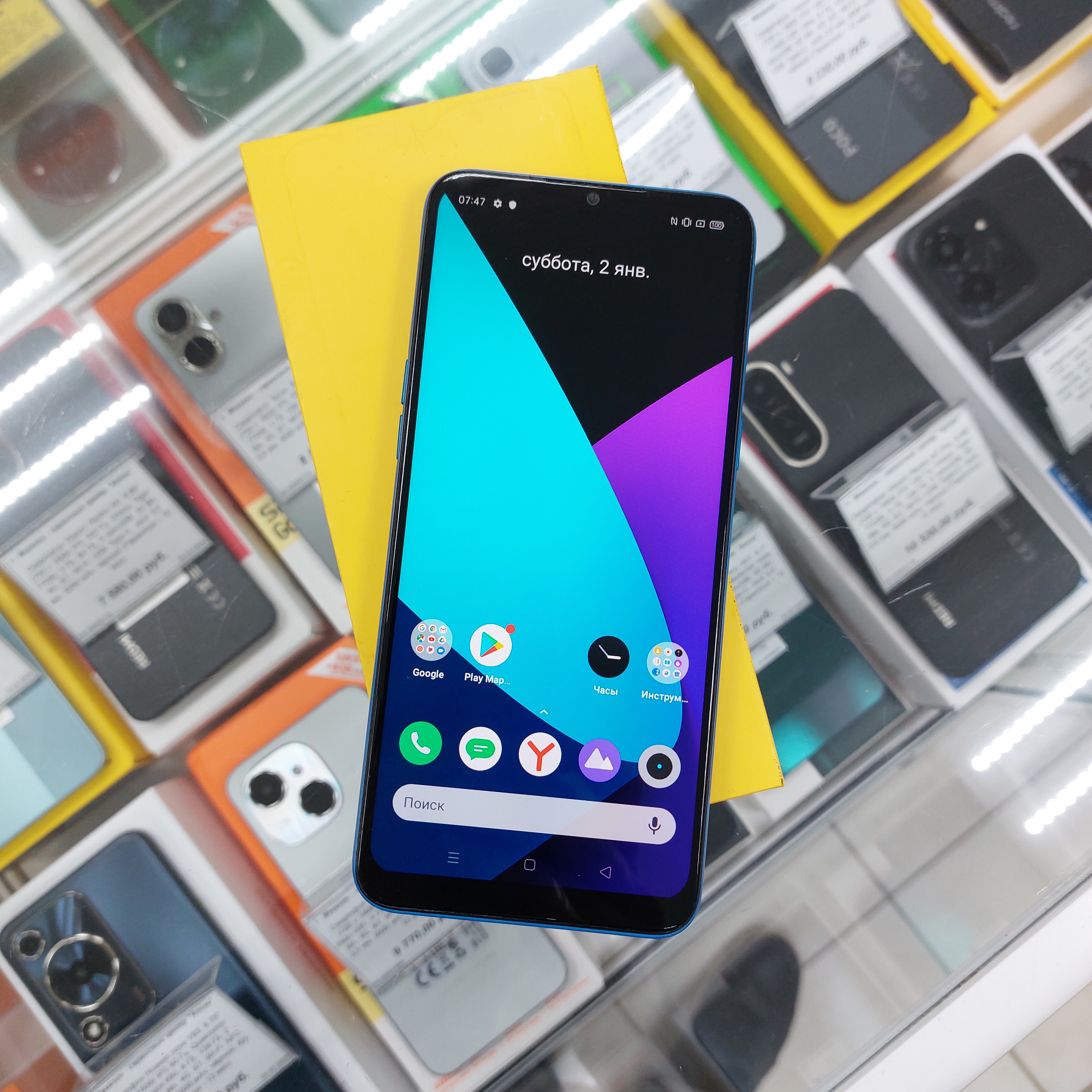 картинка Смартфон Realme C3, 3/64 ГБ, синий, б/у